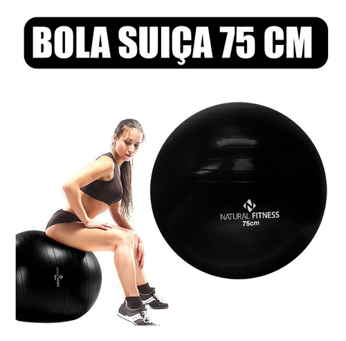 Imagem 1 de 3 de Bola Suíça Para Exercícios De Pilates Academia Treino 75cm