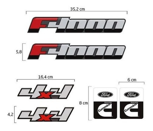 Kit Emblemas 4x4 F-4000 16/Cummins Lateral Adhesivo Resinated
