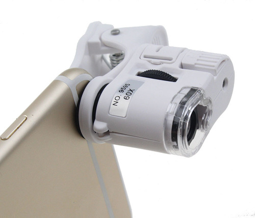 Lupa 60x Con Luz Led Blanco Uv Con Broche Para Celulares