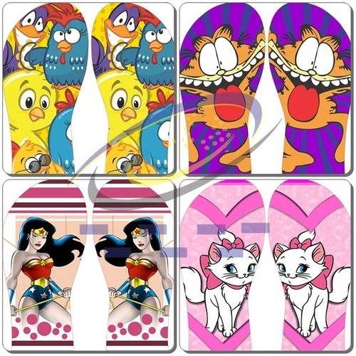 876 Artes Infantil Chinelos Sublimação Prontas P/ Imprimir