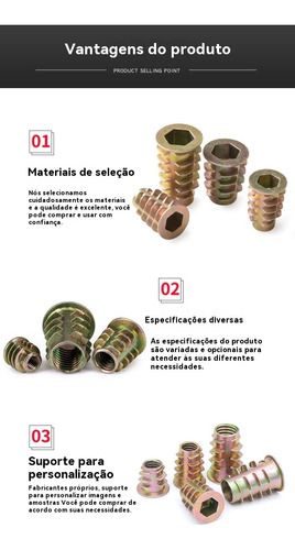 Porca De Zinco Com Rosca Interna E Externa P\ Móveis M4-m10