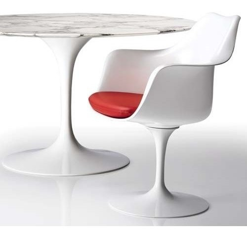 Mesa Saarinen De Jantar Redonda No Marmore Carrara  Ø107