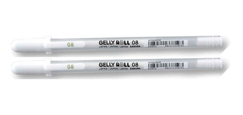 2x Caneta Gel Branca Gelly Roll 08 Sakura Ponta Média