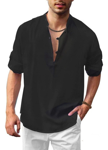 Camisa Social De Manga Larga For Hombre De Talla Grande