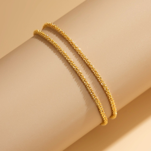 Tobilleras Simples Con Cadena De Metal, 2 Piezas, Para Mujer