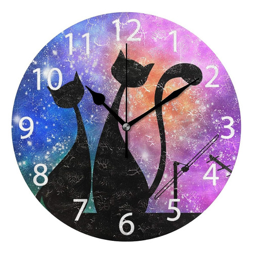 Magic Cats Diseño Reloj De Pared Redondo, Pintura Al Óleo Si