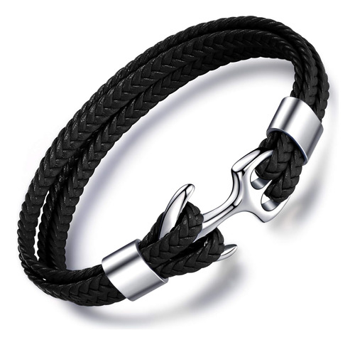 Miclee Pulsera De Cuero Con Ancla Vintage Para Hombre Pulser