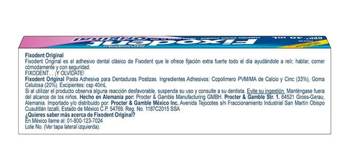 Pasta Adhesiva Original Fixodent