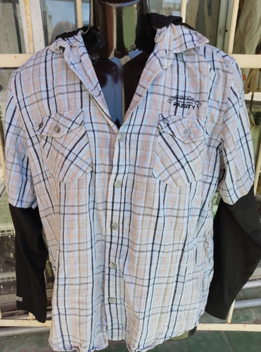 Camisa Rusty A Cuadros Hombre Con Capucha Talle M Impecable