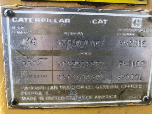 Imagen 8 de 13 de Motoniveladora Caterpillar 14g. Excelente