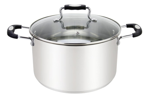 Olla De Acero Inoxidable 4 Cuartos Con Tapa De Vidrio
