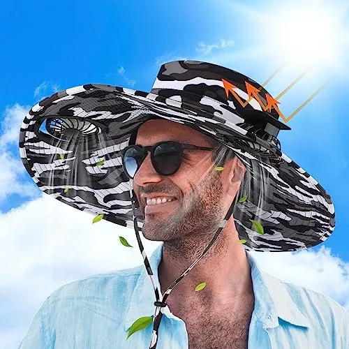 Berlune Sombrero De Sol Para Hombre Con 2 Ventiladores Cubo