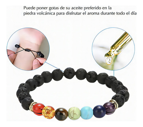 Set Pulsera 7 Chakras + Collar Arbol Vida Volcanica Mandala Forma Tradicional