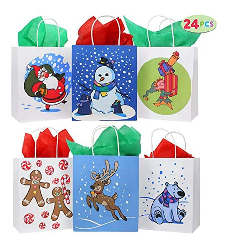 Bolsas De Regalo De Papel De Estraza De Navidad Con Asas