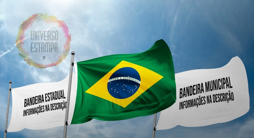 Kit Bandeiras: Brasil, Estado E Município (0,90 X 1,30 Mts) | Frete grátis