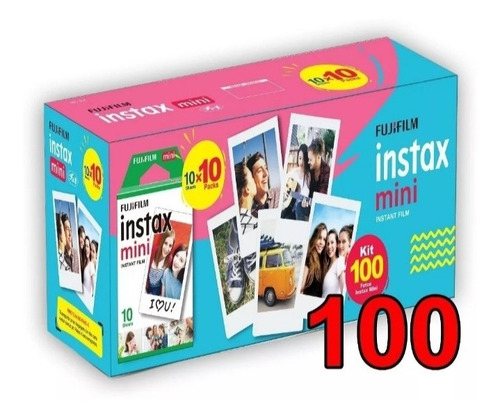 Imagem 1 de 4 de Kit Filme Instax Mini Fujifilm - Pack Com 100 Unidades
