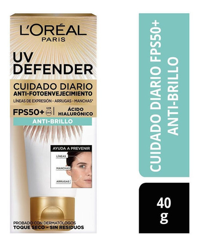 Crema Facial Uv Defender Fps 50 Anti Brillo L'oréal Paris 