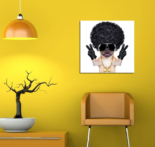 Vinilo Decorativo 60x60cm Afro Frances Peluca Funny Perro