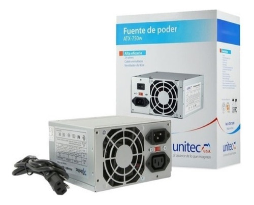 Fuente de poder para PC Unitec ATX-750W 750W  gris 110V/220V
