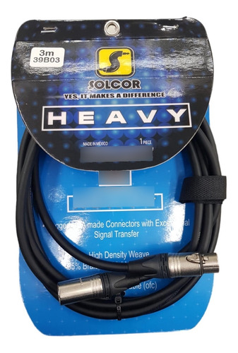 Cable Heavy Canon Macho A Canon Hembra De 3 Metros Solcor