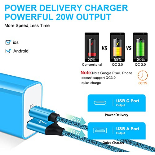 Charger Block Para Samsung Pixel iPhone Galaxy S23 S22 S21 F