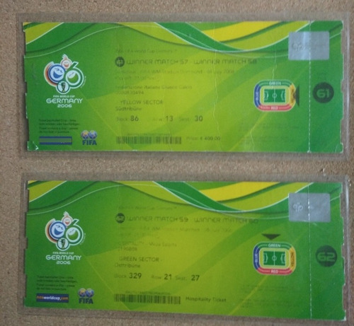 Entradas Semi Finales Mundial Fútbol Alemania2006 Precio C/u