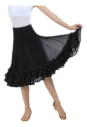 De Baile Mujer De Malla Floral Volante Para Flamenco Tango