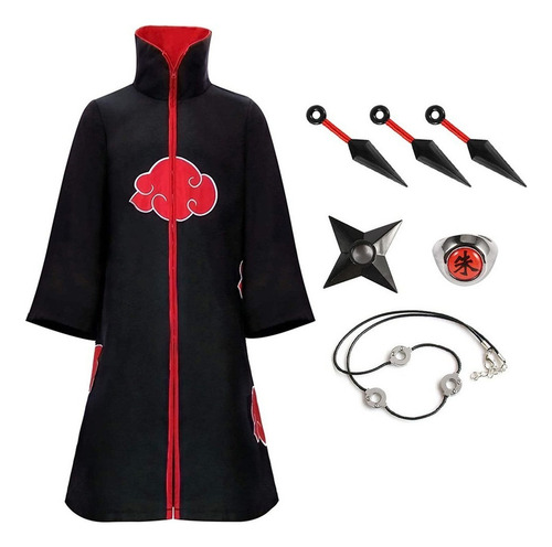 Disfraz De Naruto Akatsuki Ninja Abrigo Capa Cosplay Ropa