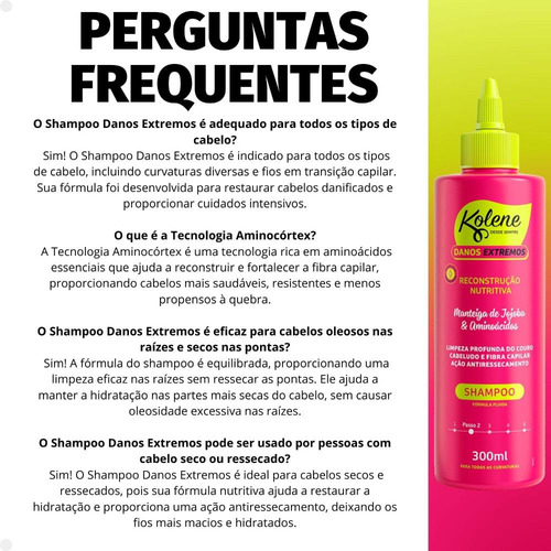 Kolene Shampoo Danos Extremos Reconstrução Nutritiva 300ml