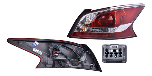 Calavera Nissan Altima 2013-2016 4 Ptas Filo Rojo S/leds Der