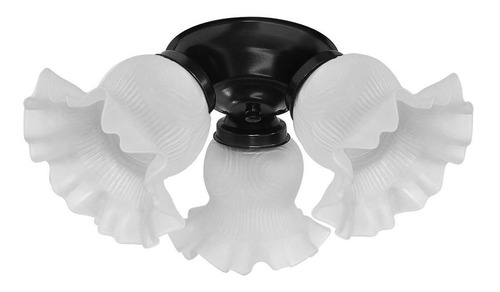 Lustre/luminária Tulipa 3 Lâmpadas Preto Ventilador De Teto