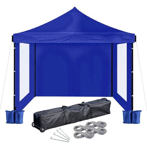 Gazebo Para Playa 3x3 Con Bolso De Ruedas Y Paredes Reforzado Color Azul