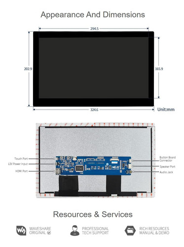 Waveshare De 13.3 Pulgadas Capacitive Touch Screen Lcd Compa