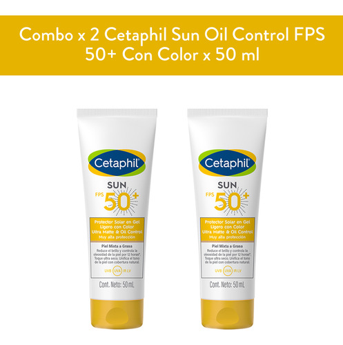 Cetaphil Sun Protector Solar Facial Color Oil Fps50 50ml X2