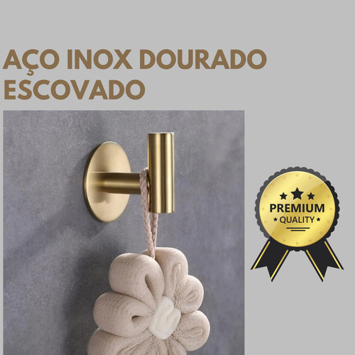 4 Unidades Gancho Suporte Autoadesivo Aço Inoxidável Dourado