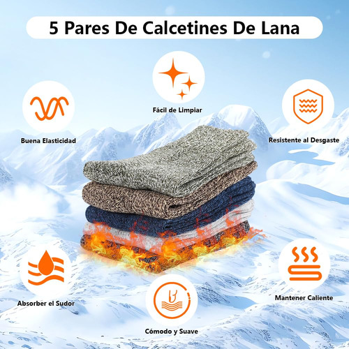 5 Pares De Calcetines De Lana Para Mujer, Calcetines