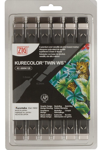 Marcadores Kurecolor Doble Punta Gris Calido X12