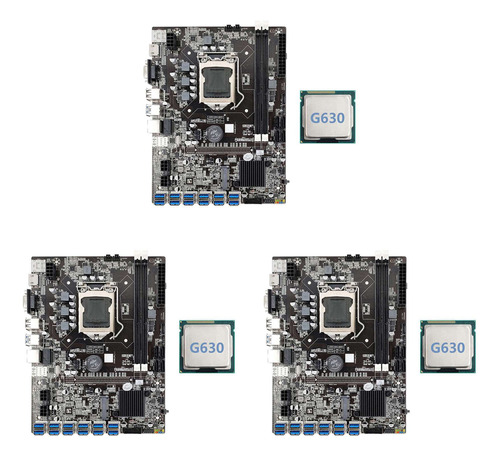 3 Placas Madre B75 Eth Mining De 12 Pcie A Usb Con G630 Cpu