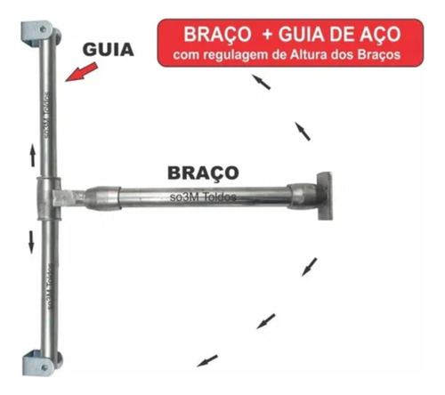 1 Jogo Braços 1,50m Aço Galvanizado + Corrediças 1m