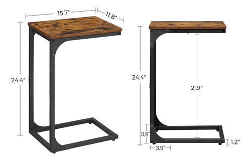 Mesa Auxiliar En Forma De C Marrón Rústico Y Negro
