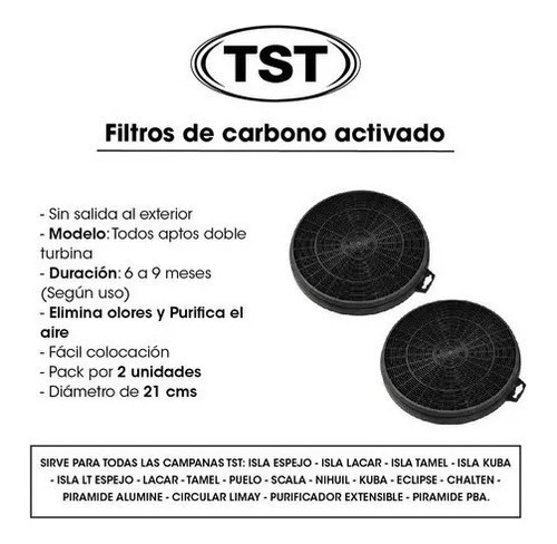 Imagen 2 de 10 de Kit Filtros Tst De Carbón Activado X2 Unidades