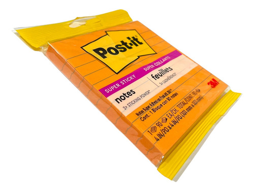 Notas Adhesivas 3m Post It Sticky 10cm Raya Naranja 90 Hojas