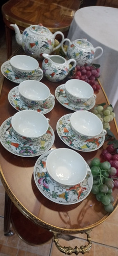 Antigua Vajilla Te Porcelana Oriental Multicolor 15 Pza N142