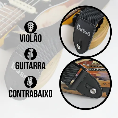 Correia Basso Ny-01 Basica Nylon Preta Para Guitarra E Baixo Correia Basso Ny-01 Basica Nylon Preta Para Guitarra E Baixo