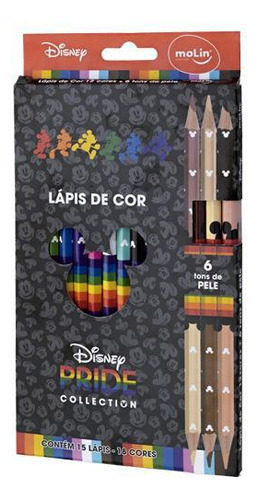 Lápis De Cor- Molin - Mickey Pride 12 Cores + 6 Tons De Pele