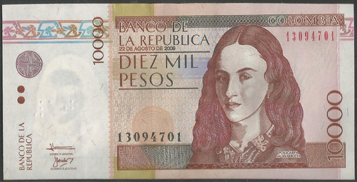 Colombia, 10000 Pesos 22 Ago 2009 Bgw635