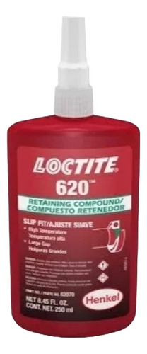 2 Pzs Loctite 620 Retenedor Partes Cilindricas Verde 250ml 