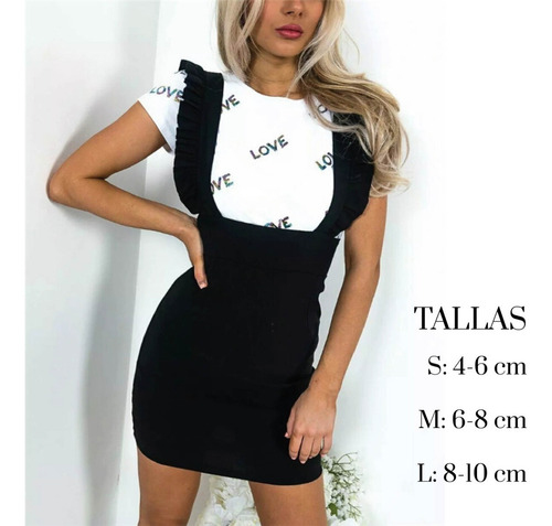 Falda De Tirantes Negra Cintura Alta Para Mujer