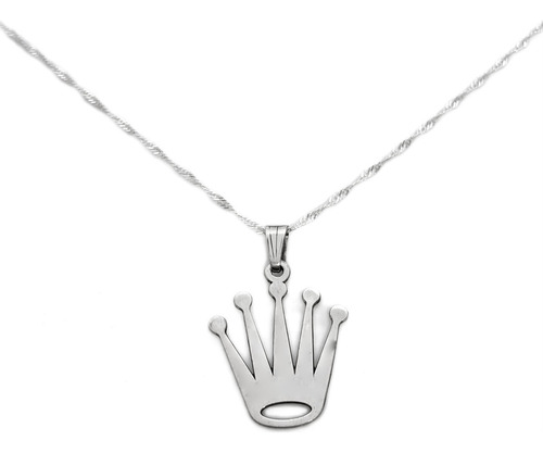 Cadena Y Dije Corona Plata 925 Plata 925 55 Cm