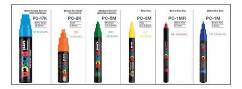 Posca Set Pc-1m X 8 Rotuladores De Colores Brillantes, Pin